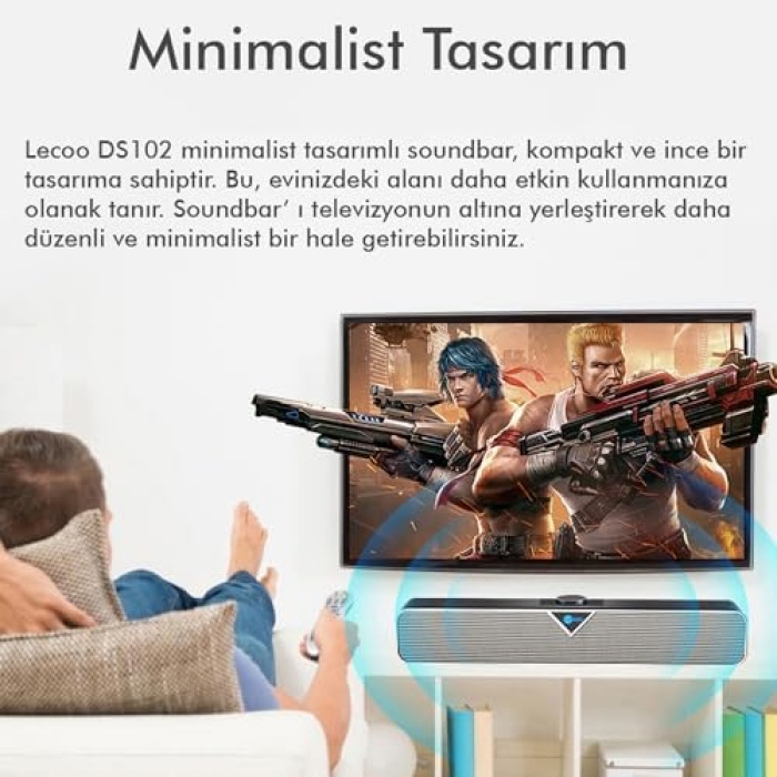 DS102 Kablolu USB/AUX 6W Tak Çalıştır Kolay Kurulum Yüksek Çözünürlüklü Stereo Surround Ses TV/PC/Telefon/Tablet Geniş Uyum Kompakt Soundbar Taşınabilir Hoparlör Siyah