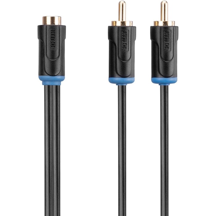Hy-B105, Stereo F To 2 Rca M Kablosu, 0.3 M, Siyah