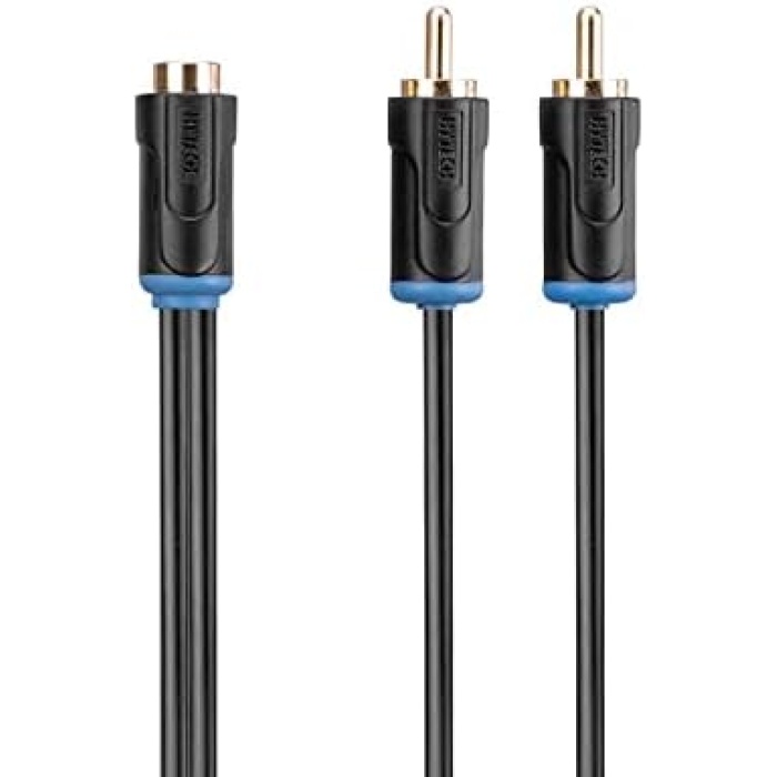 Hy-B105, Stereo F To 2 Rca M Kablosu, 0.3 M, Siyah