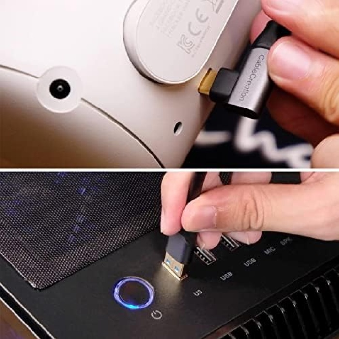 Gbps Type-C VR data Şarj Kablosu Oculus Quest 2 için Link Cable 90° Type-C Uç USB 3.2 kablo 5 Metre 3A CC1064 Profesyonel Bilgisayar bağlantı Kablosu