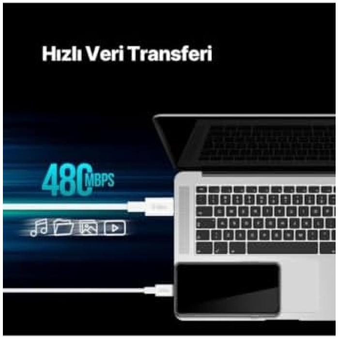 Type-C to Type-C 30cm 65W PD/QC Hızlı Şarj/Data Kablosu 2DK47B Beyaz