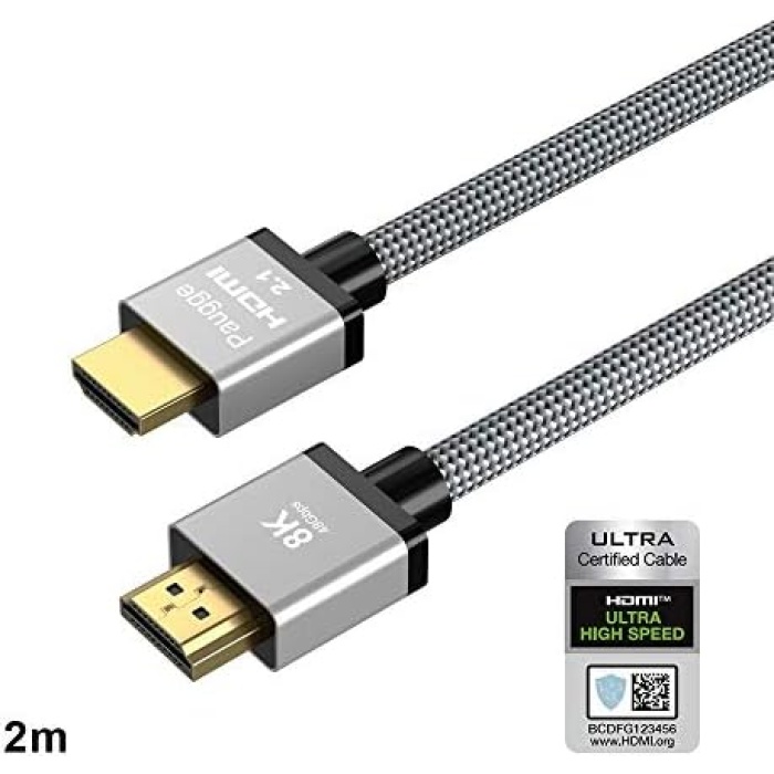 Ultra Sertifikalı Hdmi 2.1 Kablo - 8K 60Hz, 4K 120Hz, 4K 60Hz, eARC, HDR, D-HDR, HDCP2.2, Dolby Vision, Dolby Atmos (2 Metre)