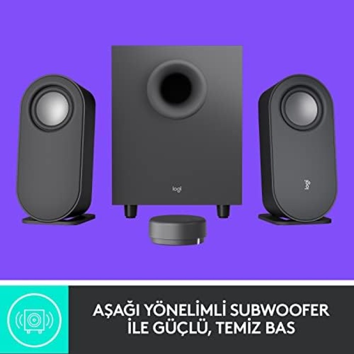 Z407 2.1 Bluetooth Hoparlör Sistemi, Subwoofer, Kompakt Tasarım, Kontrol Kadranı, 20 m Kablosuz Kullanım Mesafesi, 80 W, Siyah