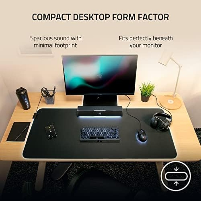 Leviathan V2 X - PC Oyun Soundbarı (Tam Aralıklı Sürücüler, Kompakt Masaüstü Form Faktörü, USB Tip C Güç ve Ses Dağıtımı, Bluetooth 5.0) Siyah