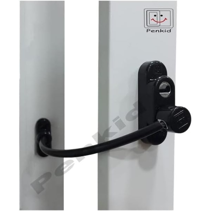 Penkid Çelik Halatlı Kablolu Pvc Pencere Emniyet Çocuk Güvenlik Kilidi 5 ADET (SİYAH)