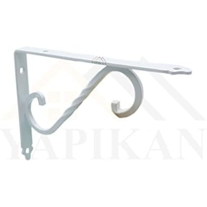 2-Adet Beyaz Ferforje Raf Altı Metal L Ayak 11 x 15.5 cm - Dekoratif Demir Raf Ayağı Konsolu - Raf Tutucu Duvar Montaj Askı Aparatı - Çiçek Çiçeklik Saksı Asma Aparatı