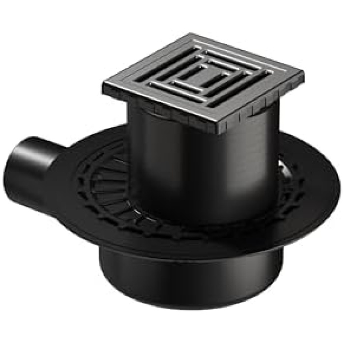 V-Flow Kare 5607314 Yalıtımlı Duş Kanalı, Yandan Çıkışlı, 10x10 cm, DK 800 Kapak, Mat Krom