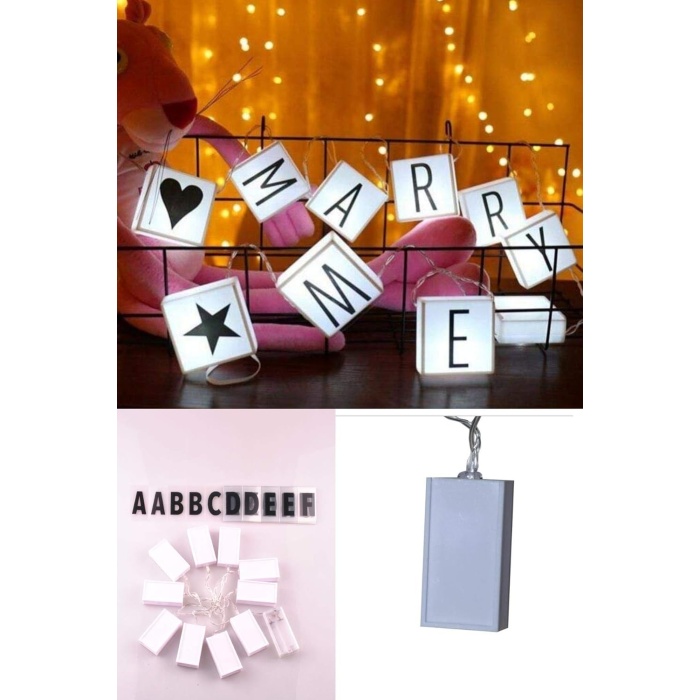 CC58YT1254 10lu Lightbox Işıklı Harf Mesaj Panosu Dekoratif Harf Işık Zinciri
