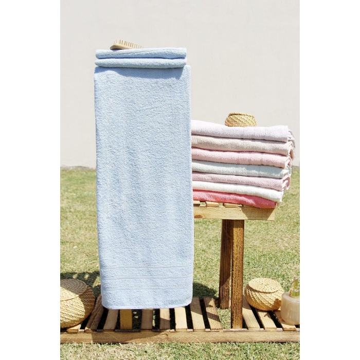 %100 Pamuk Renkli 70x140 Banyo Havlusu MAVİ