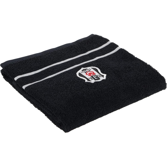 Beşiktaş Arma Lisanslı Düz%100 Pamuk Yüz Havlusu, Siyah, 50x90 cm