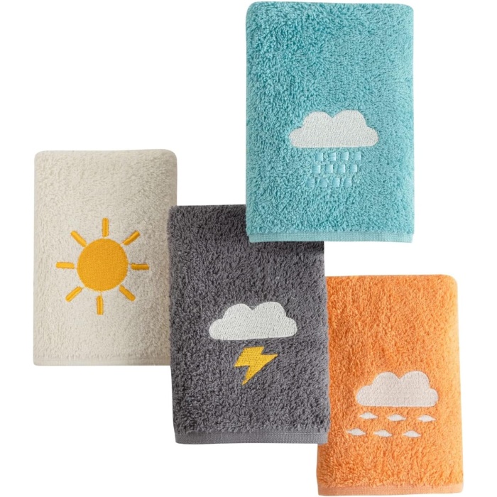 Home Aprilis 4 Mevsim Renkli El-Yüz Havlusu,4lü Paket, 4 Parça 30x50, Yumuşak ve Emici, Kaliteli Günlük Kullanıma Uygun%100 Pamuk Havlu