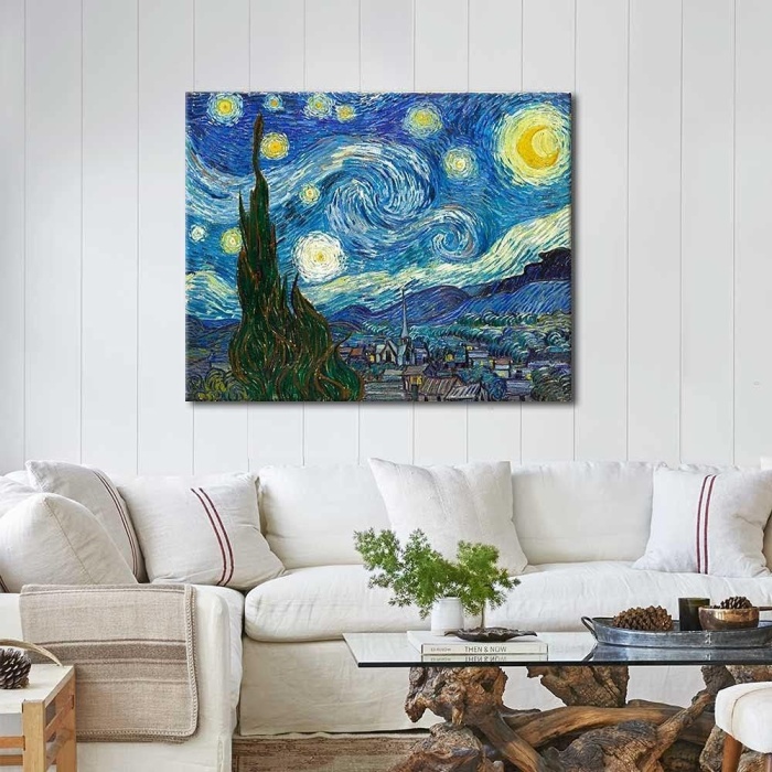 Vincent van Gogh Yıldızlı Gece Kanvas Tablo (48 x 60 cm)