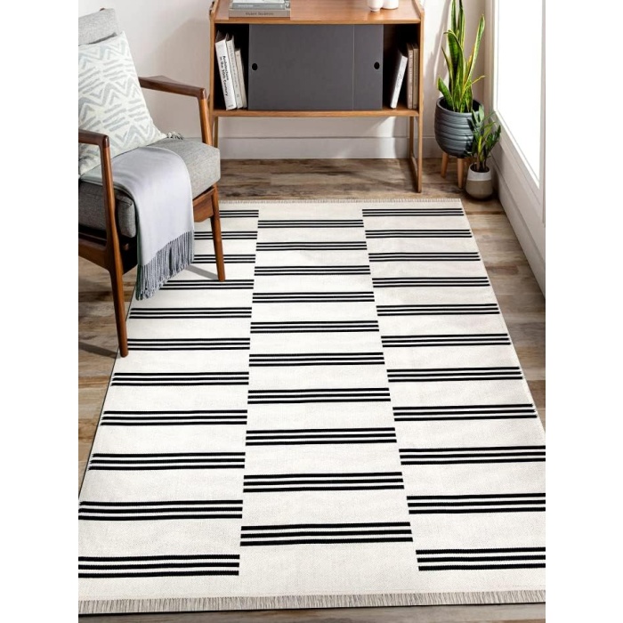 HOME Çift Taraflı Makinada Yıkanabilir Modern Desenli Dokuma Kilim Karessa (80x150)