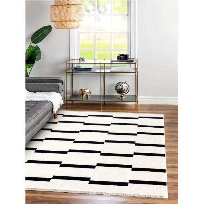 HOME Çift Taraflı Makinada Yıkanabilir Modern Desenli Dokuma Kilim Karessa 3 (60x180)