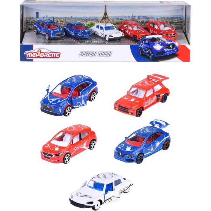 212055012, French Touch 5li Hediye Paketi, Özel Fransa Serisi, Fransız Detaylar ve Tasarım, Serbest Tekerlek, Die-Cast (Metal), 1 Açılabilir Parça, Süspansiyon, 1:64, 7,5 cm