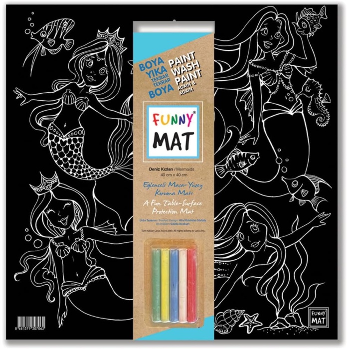 Çocuk Funny Mat Black (Tebeşirli) Deniz Kızları
