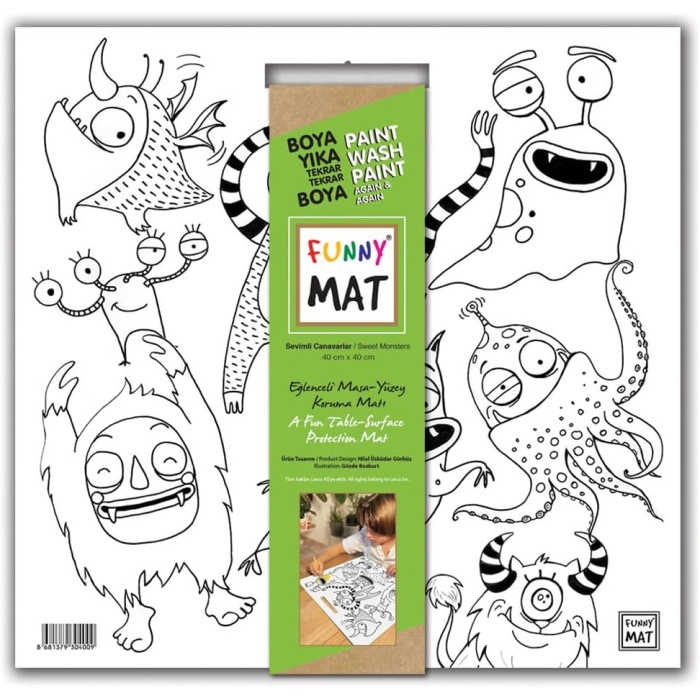 Çocuk Funny Mat White 40X40Cm - Sevimli Canavarlar