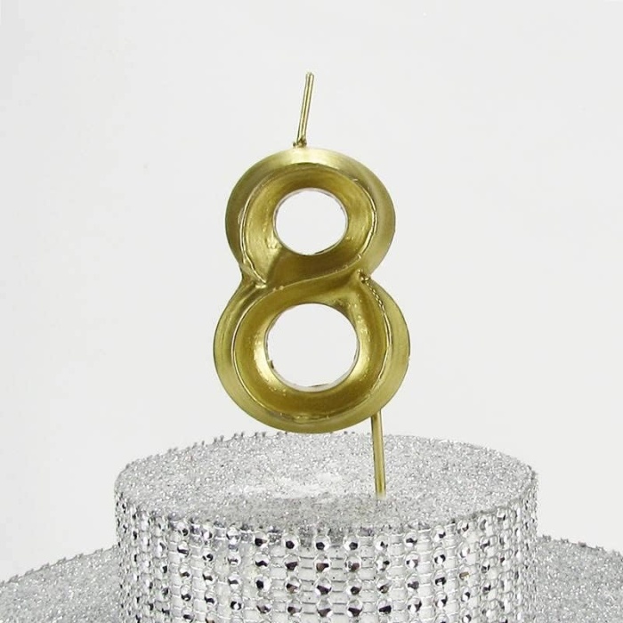 VİTRİNİ 8 Sekiz Rakamlı Gold (Altın) Mum 6.5 Cm