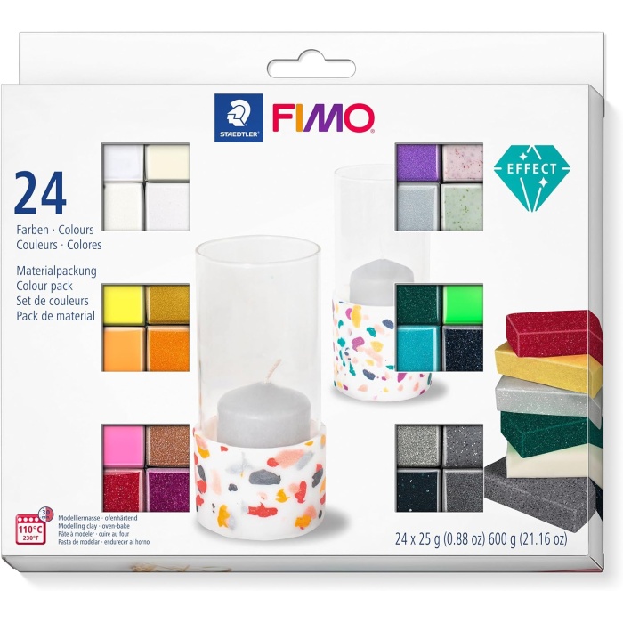 8013 C24-1ST Oven Hardening Modelling Clay, Multicoloured, 24 Half Blocks