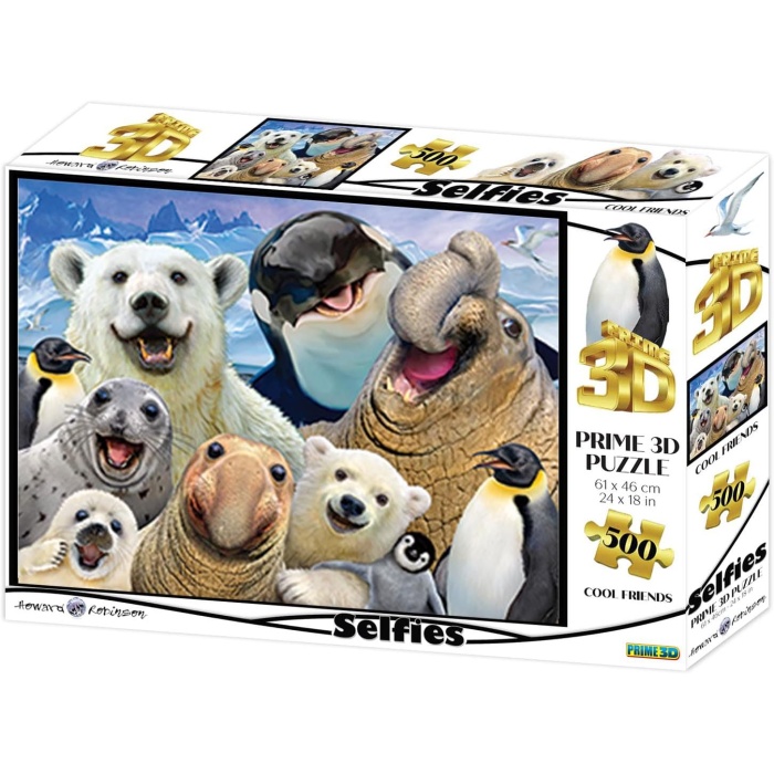 3D - Kutup Hayvanları Selfie - 500 Parça Yetişkin Puzzle