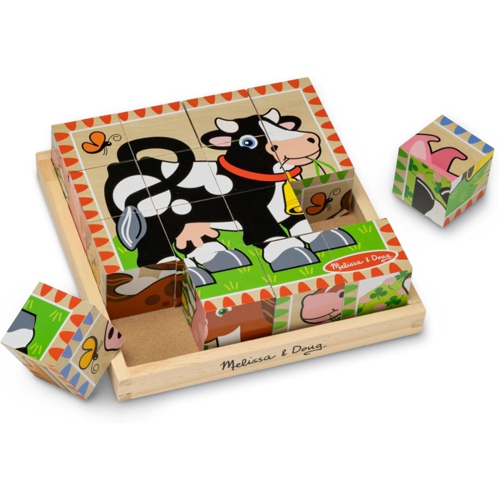 & Doug 10775 – Holzwuerfel-Puzzle, Bauernhofszenen