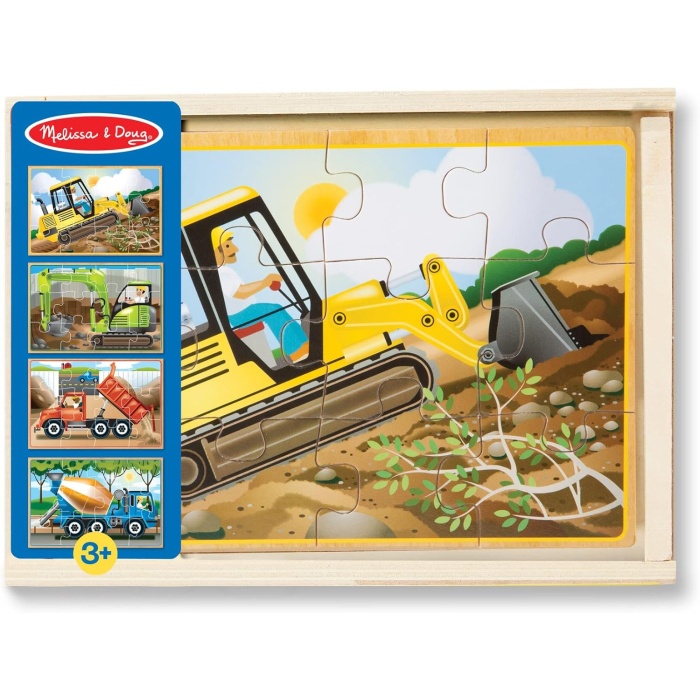 & Doug Ahşap 12x4 Yapboz Seti - İnşaat Araçları