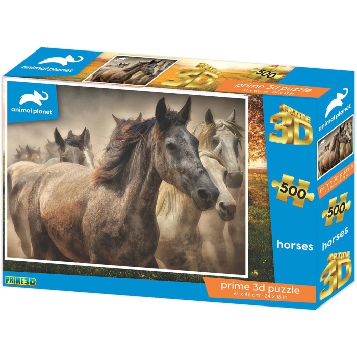 3D - Atlar - 500 Parça Yetişkin Puzzle