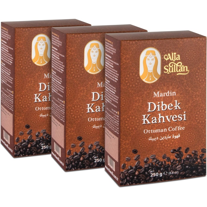 Sultan Mardin Dibek Kahvesi 250 g (3lü Paket) - Otantik ve Geleneksel Zengin Lezzet - Menengiç, Türk Kahvesi ve Kakule Olmak Üzere Farklı Bileşen İçerikli
