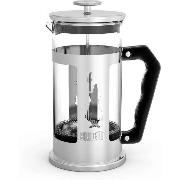 Preziosa kahve presi, kahve veya çay için French Press filtre, paslanmaz çelik gövde ve borosilikat cam kap, bulaşık makinesinde yıkanabilir, 350 ml, 3 fincan için