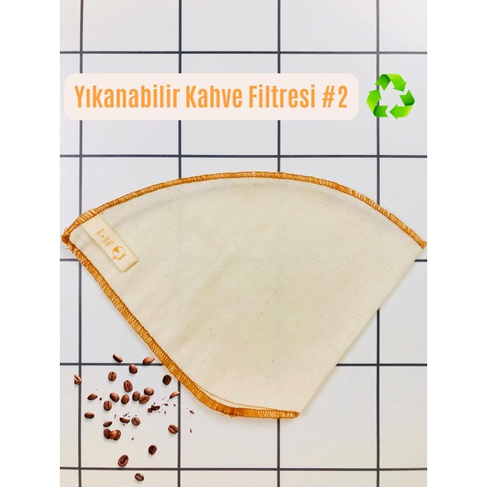 yoga and food (2 adet) Yıkanabilir, Kumaş, Organik Kahve Filtresi (no:2) Ağartılmamış%100 Ham Pamuk - Ekolojik Filtre no:2