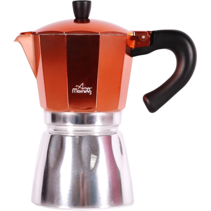 Morning Hes-6 Espresso Kahve Makinesi Alüminyum Moka Pot 240 Ml Bakır