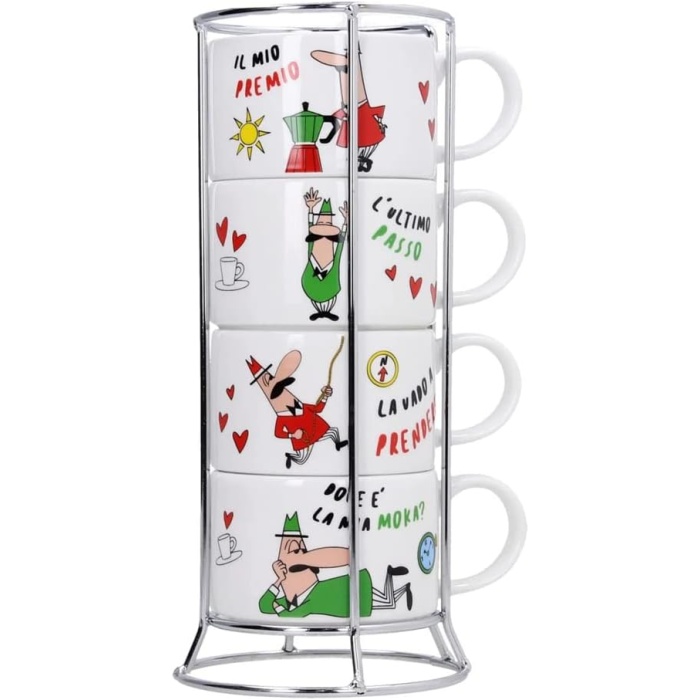 4lü İstiflenebilir Cappuccino Fincan Seti Porselen, Karma