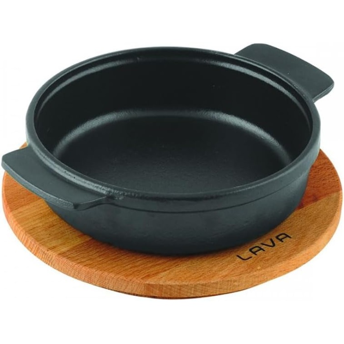 Pişirme Kabı, LV ECO GV 14 K4, Yuvarlak Güveç, Ahşap Altlık, Çap 14 cm, Dökme Demir, Siyah