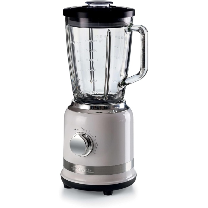 585 modern mikser, 1000 W, kapasite 1,5 l, 4 hız + darbe fonksiyonu, cam fincan, 4 paslanmaz çelik bıçak, beyaz
