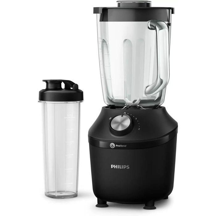 HR2291/41 Cam Sürahili Blender, ProBlend Sistemi, 2 L Kapasite, 2 Hız ve Darbe Ayarı, 600W, Siyah