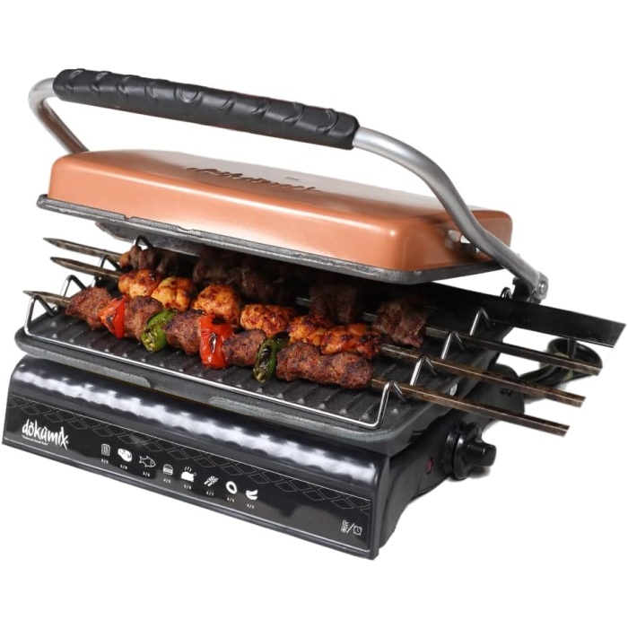 Dökümix Ultra Plus Organik Demir Döküm Izgara& Tost Makinası ROSEGOLD Izgara Aparatlı,Fırçalı,Yağdanlık