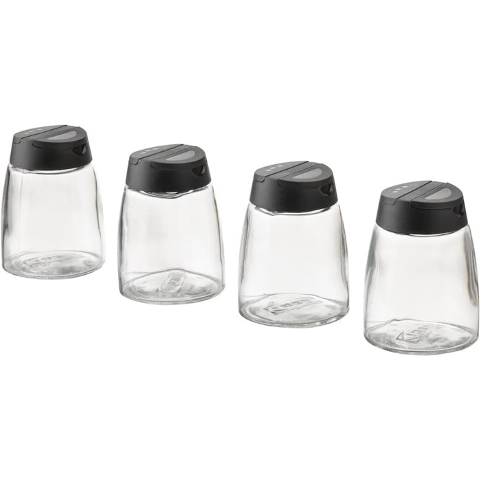 Ihardıg 15 cl 4lü Baharat Kavanozu Cam Siyah Kapak, 15cl