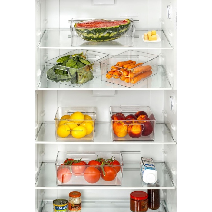 Kırılmaz Ultra Dayanıklı Buzdolabı Düzenleyici Organizer Kutu Şeffaf - 30x21x9 cm