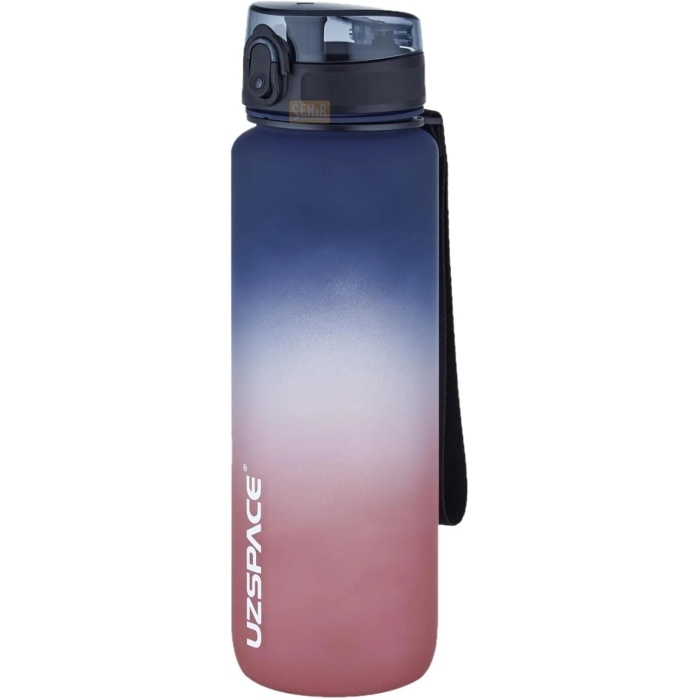 1000ml Büyük Boy Soft Touch Çift Renk Motivasyon Tritan Su Matarası (Lacivert-Kırmızı)