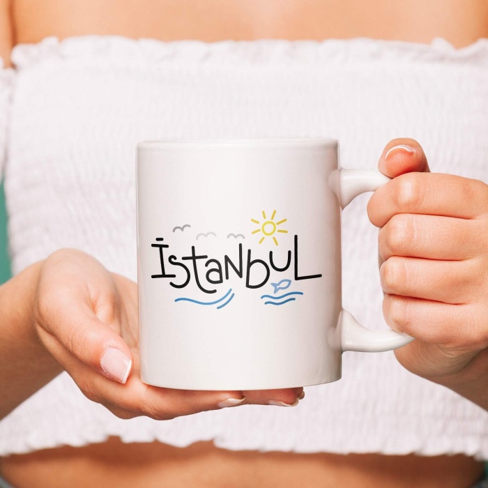 İstanbul Temalı Baskılı Porselen Kupa Bardak