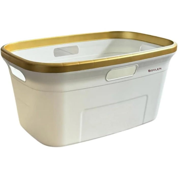 Dört Taraftan Tutulabilen GOLD Çamaşır Sepeti - 20 Litre Çamaşır Selesi - Kirli Çamaşır Sepeti - PP+