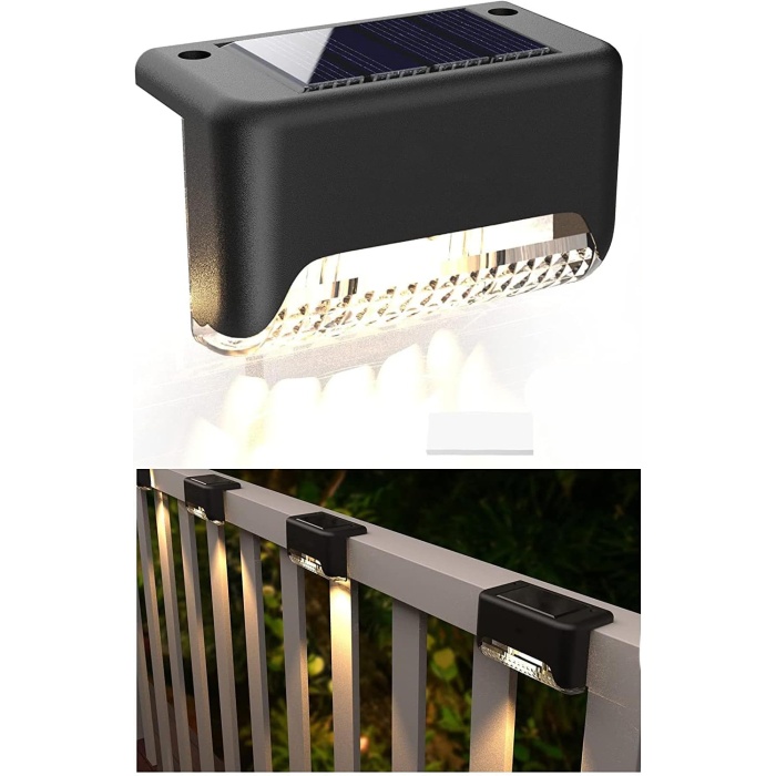 4 Adet L Solar Led Güneş Enerjili Su Geçirmez Köşe Solar Işık Led Köşebent Merdiven Veranda Bahçe Led Aydınlatma Led Işık