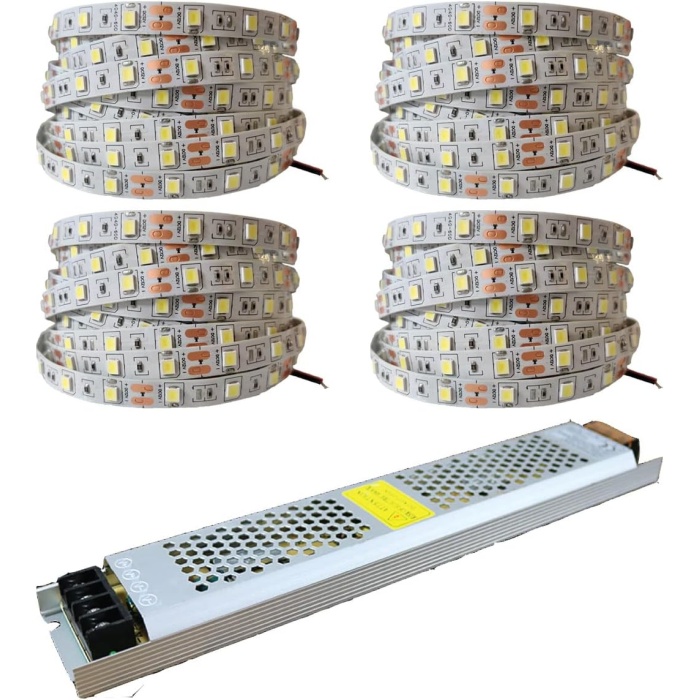 LED 4040 Yeni Nesil 20 Metre Şerit + 12v 25 300 Watt Trafo Oturma Odası, Yatak Odası ve Mutfak için Gizli Aydınlatma (Beyaz)