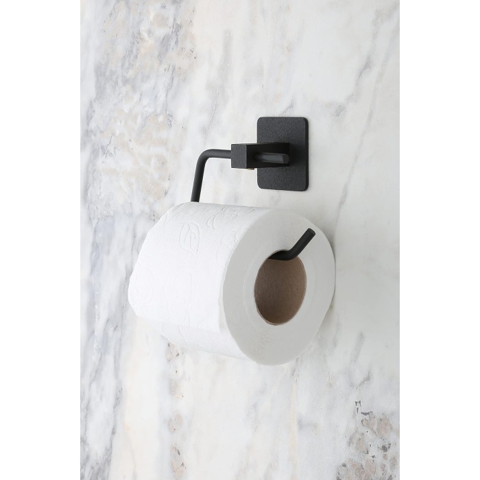 Banyo Yapışkanlı Siyah Kare Açık Tuvalet Kağıtlığı Wc Kağıtlık Tuvalet Kağıdı Askısı
