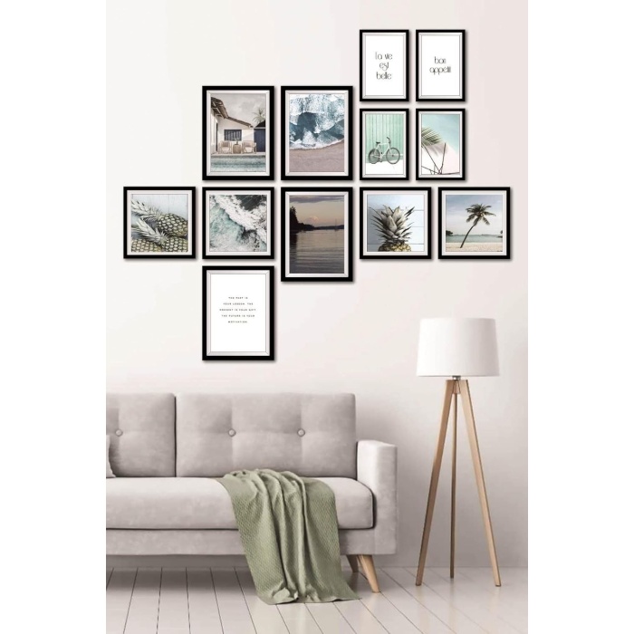 12 Parça Dekoratif Mdf Tablo Seti Çerçeve Görünümlü DEKOLIADKJ049