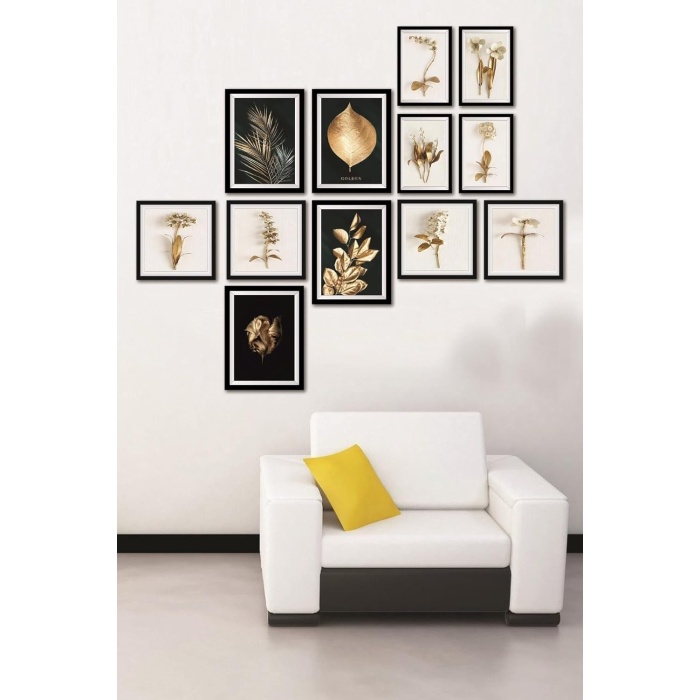 12 Parça Dekoratif Mdf Tablo Seti Çerçeve Görünümlü DEKOLIADKJ023