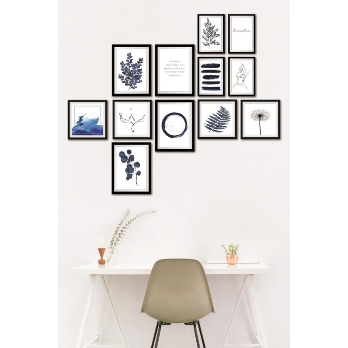 12 Parça Dekoratif Mdf Tablo Seti Çerçeve Görünümlü DEKOLIADKJ031