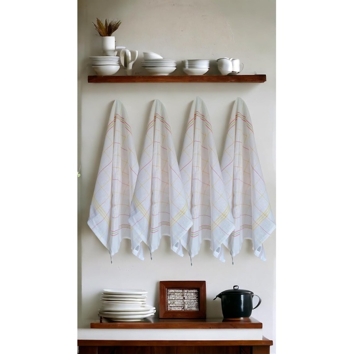 4lü Pamuk Zefir Sarı Mutfak Kurulama Bezi 50x70 cm