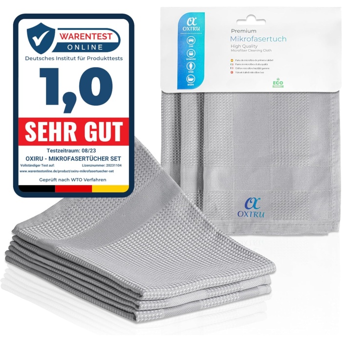 Mikrofiber Temizlik Bezleri 3lü Set 40x40, Gri - Küçük Boy, Araba ve Ekran Temizleyici, Bulaşık Yıkama ve Cam Silme Bezi - Bilgisayar Ekranı ve Otomobil için Microfiber Bezler
