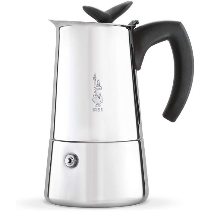 Ocak Üstü Espresso Pişirici 85ml Gümüş Renk Paslanmaz Çelik Gövde Tüm Ocak Türleri İçin Uygundur